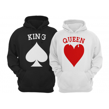 Bluzy dla par zakochanych z kapturem King Queen Poker 2